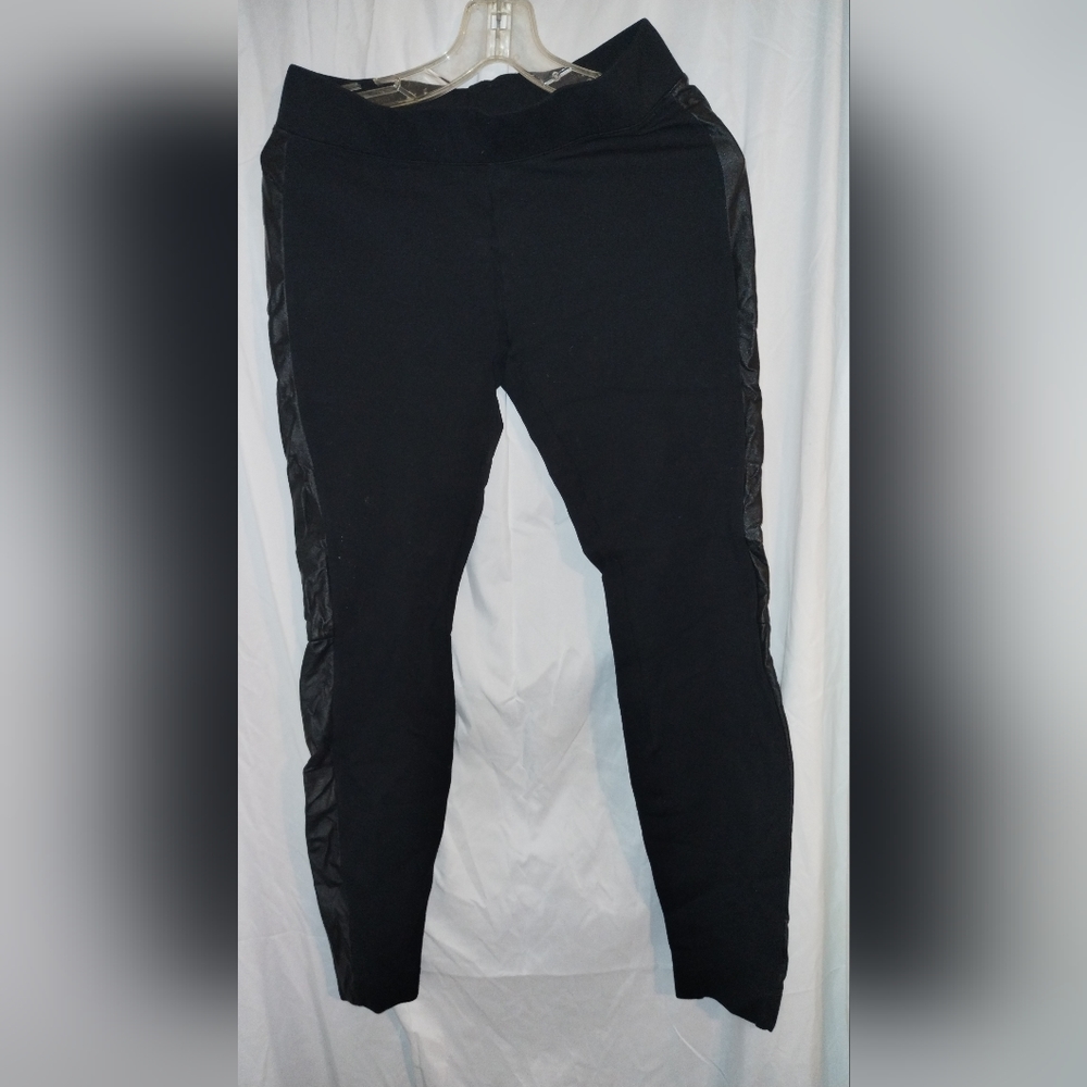 Black and leather leggings